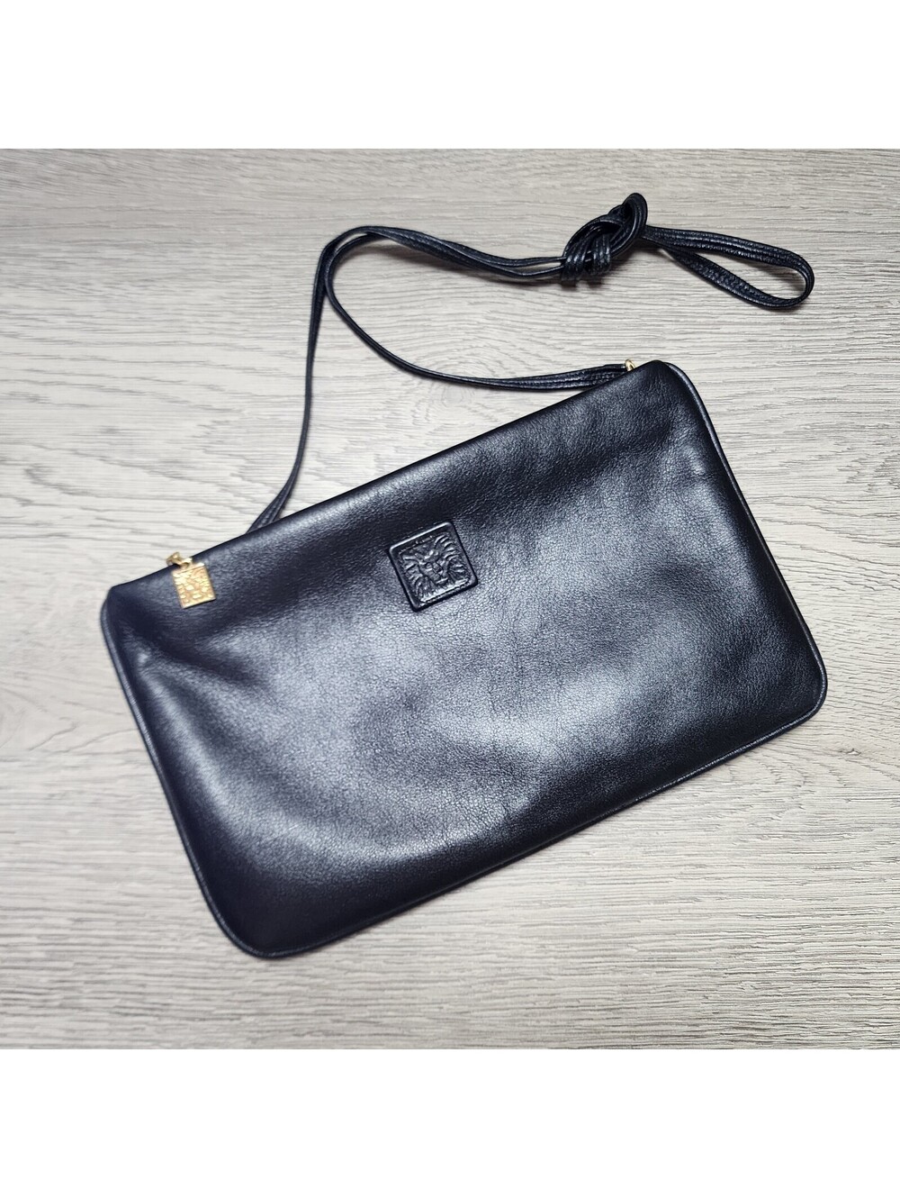 Vintage Anne Klein for Calderon Black leather handbag Crossbody Strap